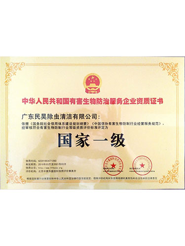 国家一级证书